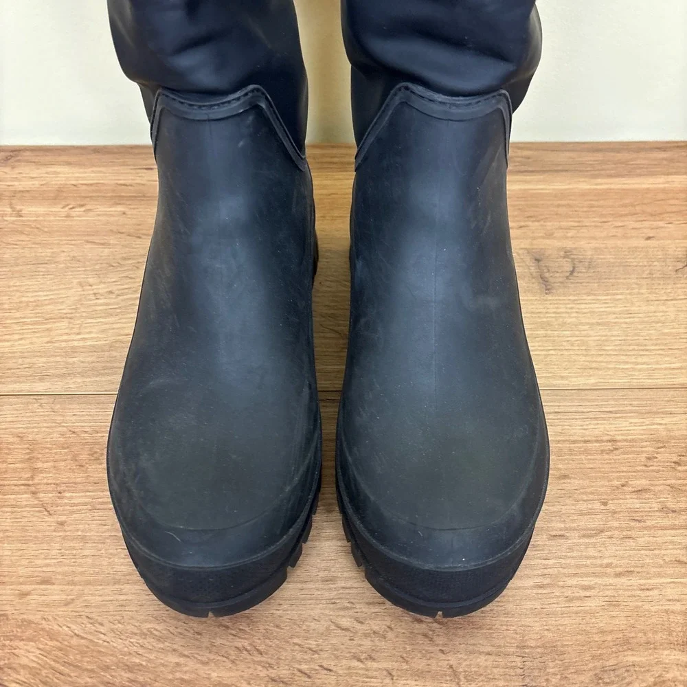 SAM EDELMAN Lessie Tall Rain Boots In Black Women‎ Size 8 Slip-On Weatherproof